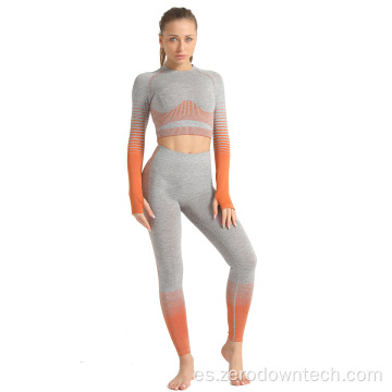 Conjunto de Yoga de alta calidad para mujer, 2 uds., Mallas deportivas sin costuras para gimnasio, chaqueta corta, ropa deportiva, pantalones de yoga, sujetador Joga